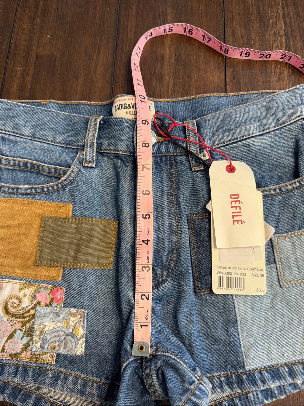 Zadig & Voltaire Défilé Sina Denim Eco Patch Shorts NWT Designer Jean Shorts F36 - Picture 15 of 16